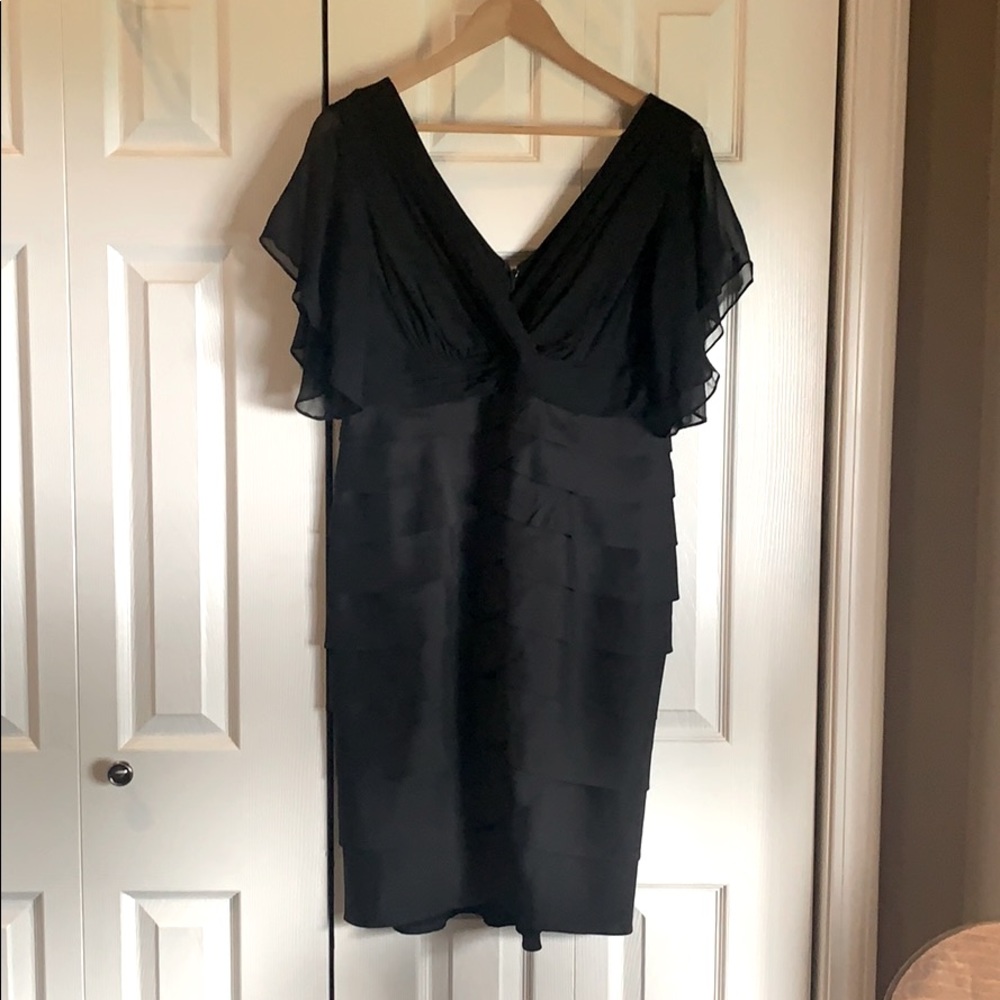 Adrianna Papell Black Ruffle Dress